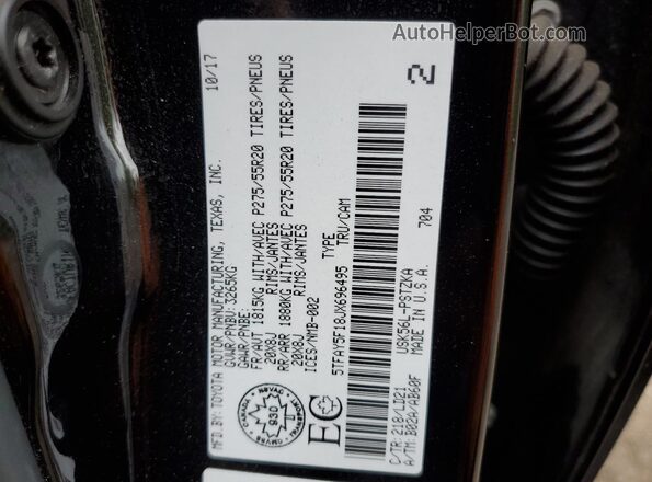 5TFAY5F18JX696495 2018 TOYOTA TUNDRA Black Vista del compartimento del motor