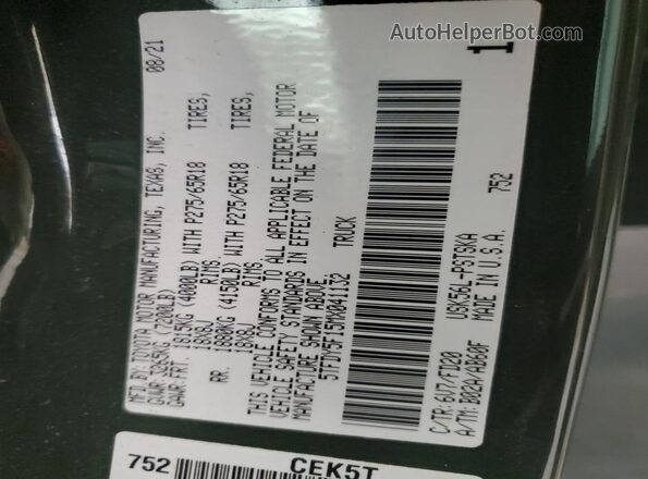 5TFDY5F15MX041132 2021 TOYOTA TUNDRA Green Vista del compartimento del motor