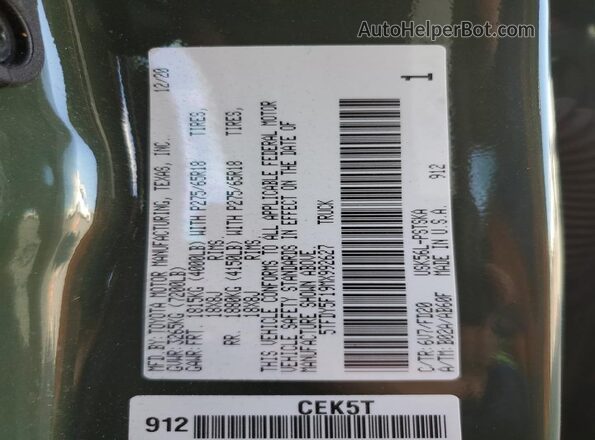 5TFDY5F19MX992627 2021 TOYOTA TUNDRA Green 