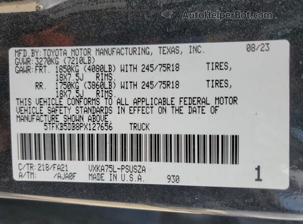 5TFKB5DB8PX127656 2023 TOYOTA TUNDRA Black ძრავის განყოფილების ხედი