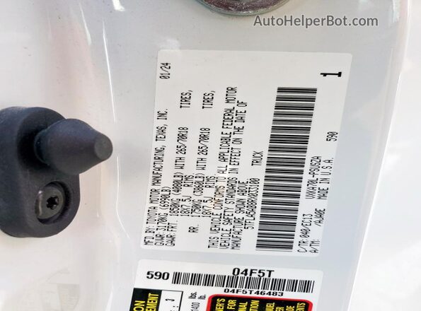 5TFLA5AB8RX033100 2024 TOYOTA TUNDRA White Widok naklejki z numerem VIN