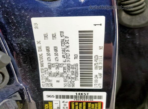5TFMA5DB8SX251026 2025 TOYOTA TUNDRA Blue Widok naklejki z numerem VIN