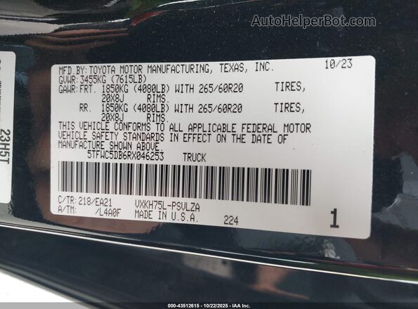 5TFWC5DB6RX046253 2024 TOYOTA LIMITED Black Vista del compartimento del motor