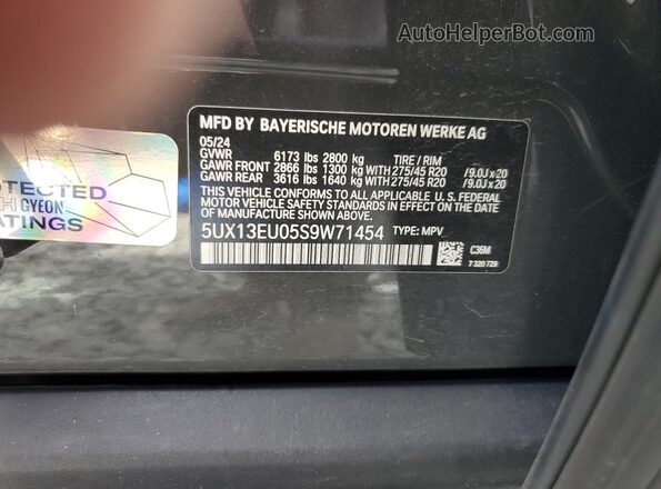 5UX13EU05S9W71454 2025 BMW X5 Gray 