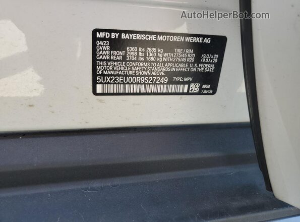 5UX23EU00R9S27249 2024 BMW X5 White 
