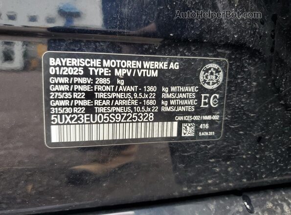 5UX23EU05S9Z25328 2025 BMW X5 Black Engine compartment view