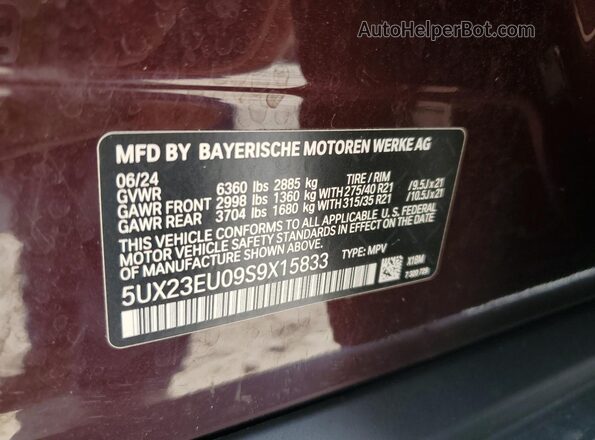 5UX23EU09S9X15833 2025 BMW X5 Purple 