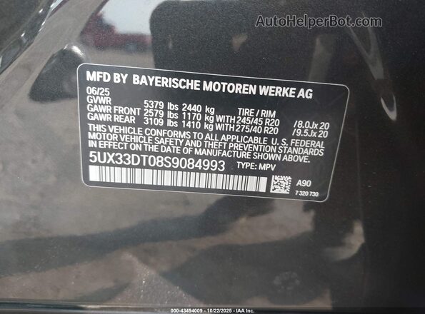 5UX33DT08S9084993 2025 BMW X4 Black Engine compartment view