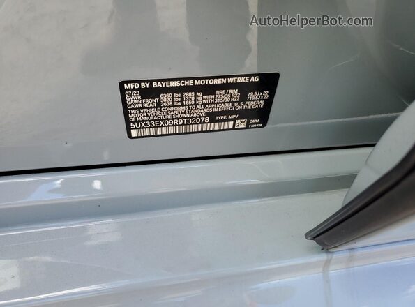 5UX33EX09R9T32078 2024 BMW X6 Gray Панорамний вид салону 360°