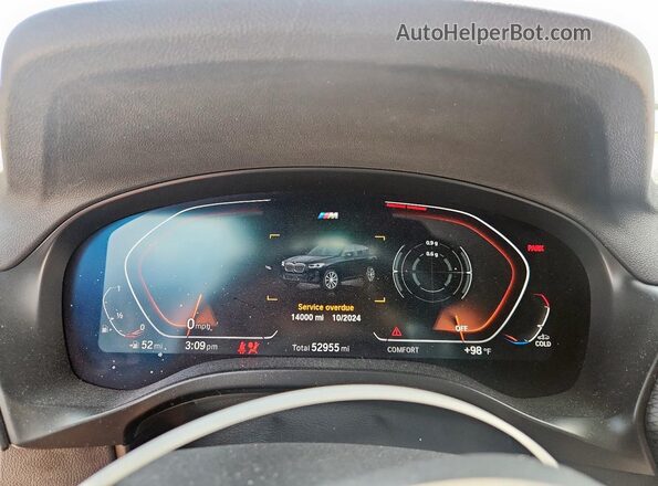 5UX43DP01P9P29585 2023 BMW X3 Blue Instrument cluster view