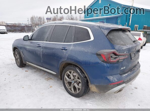 5UX53DP07N9L16667 2022 BMW X3 Blue Trasero izquierdo