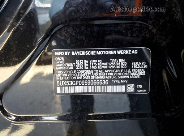 5UX53GP09S9066636 2025 BMW X3 Черный Вид подкапотного пространства
