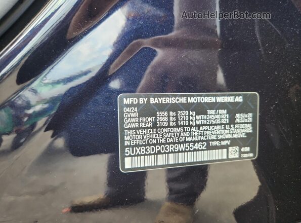 5UX83DP03R9W55462 2024 BMW X3 Black 