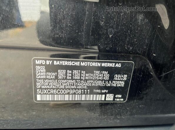 5UXCR6C00P9P08111 2023 BMW X5 Черный Вид задней части салона