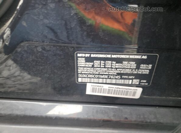 5UXCR6C01M9E76245 2021 BMW X5 Black VIN sticker view