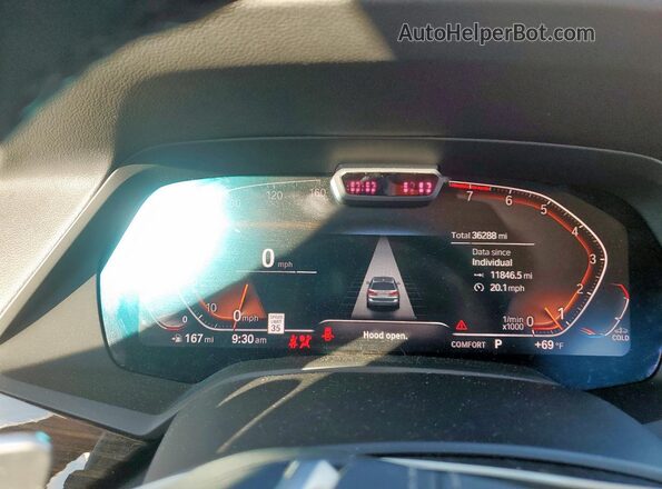 5UXCW2C03L9B15471 2020 BMW X7 White Widok zestawu wskaźników