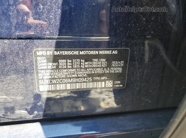 5UXCW2C06M9H09425 2021 BMW X7 Blue Սալոնի 360 աստիճան տեսք
