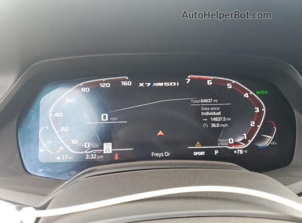 5UXCX6C07N9K56547 2022 BMW X7 White Widok zestawu wskaźników