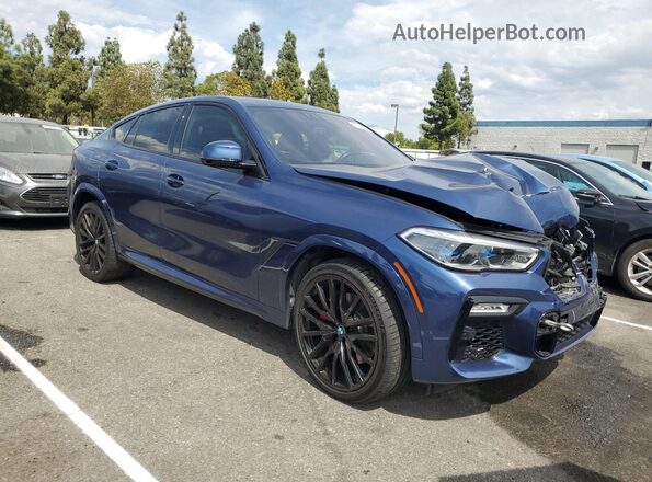 5UXCY6C06M9F30478 2021 BMW X6 Blue Առջևի աջ