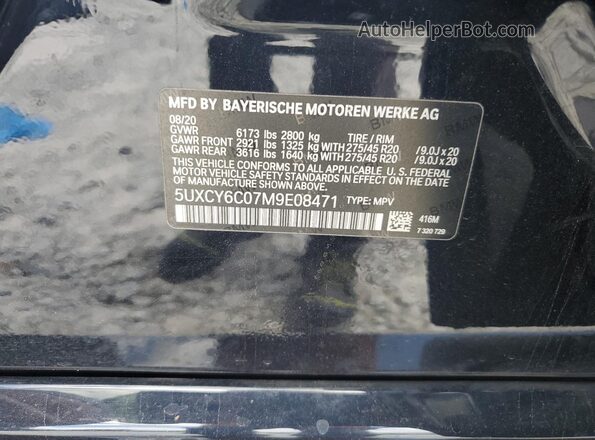 5UXCY6C07M9E08471 2021 BMW X6 Черный Вид наклейки с VIN-кодом