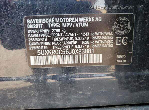 5UXKR0C56J0X83881 2018 BMW X5 Синий 