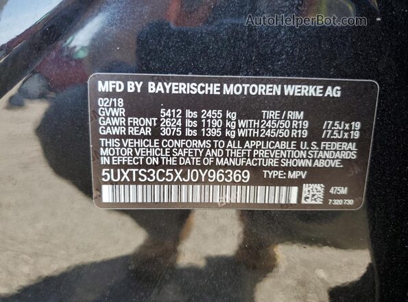 5UXTS3C5XJ0Y96369 2018 BMW X3 Черный 
