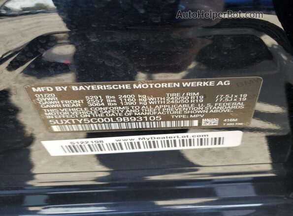 5UXTY5C00L9B93105 2020 BMW X3 Blue Widok naklejki z numerem VIN
