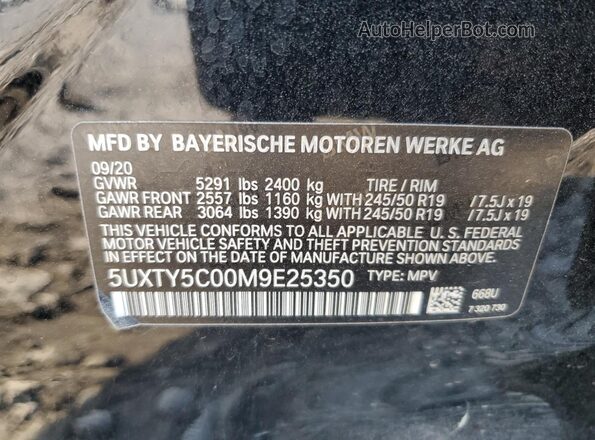 5UXTY5C00M9E25350 2021 BMW X3 Черный 