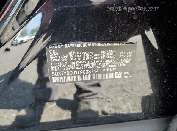 5UXTY5C01L9C08744 2020 BMW X3 Black Widok naklejki z numerem VIN
