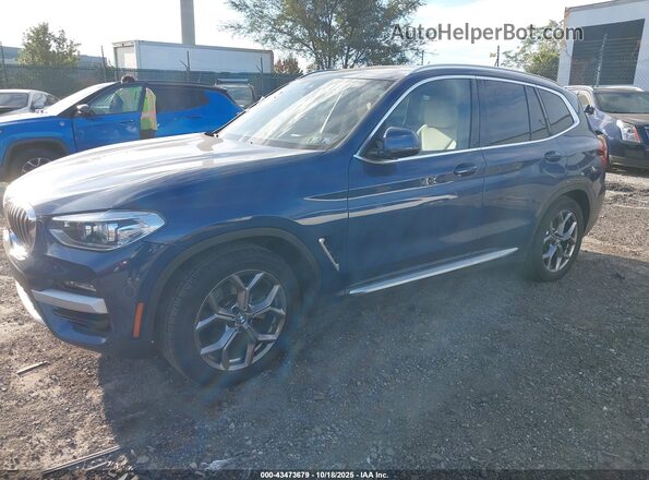 5UXTY5C03M9G06331 2021 BMW X3 Blue წინა მარცხენა ხედი სამი მეოთხედიდან