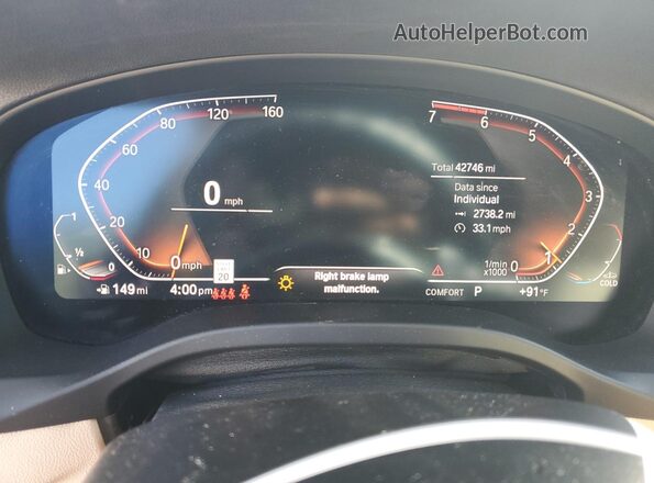 5UXTY5C07M9H30019 2021 BMW X3 Charcoal Սարքավորումների վահանակի տեսք