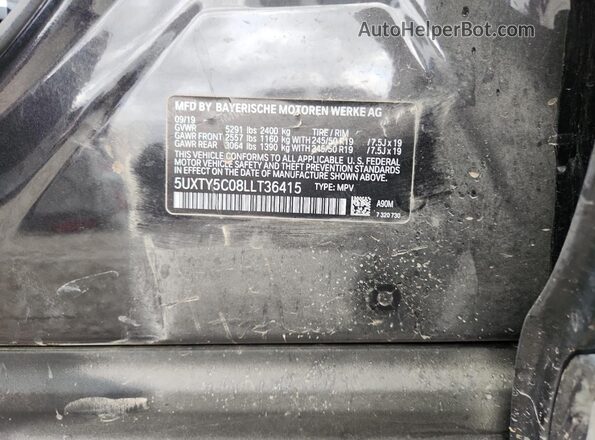5UXTY5C08LLT36415 2020 BMW X3 Black Շարժիչի բաժամունքի տեսք