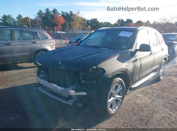 5UXTY5C08M9G03943 2021 BMW X3 Black Առջևի ձախ երեք քառորդ տեսարան