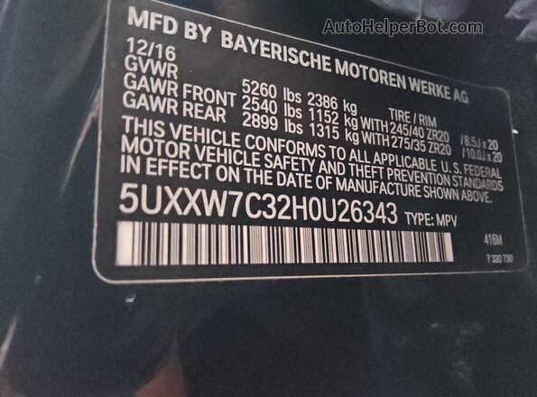 5UXXW7C32H0U26343 2017 BMW X4 Blue 