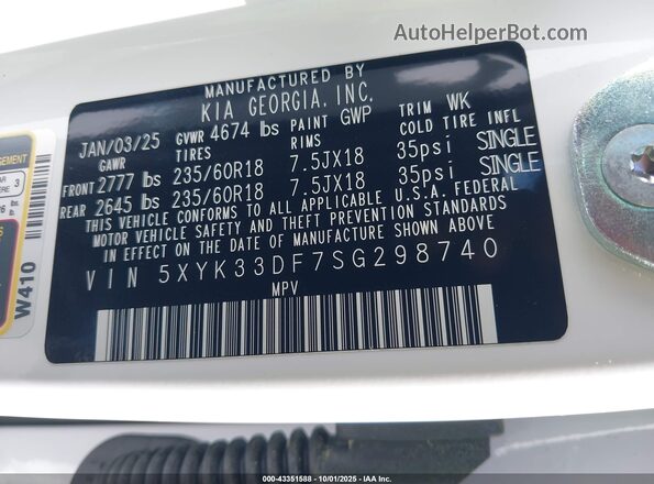 5XYK33DF7SG298740 2025 KIA SPORTAGE White Widok komory silnika