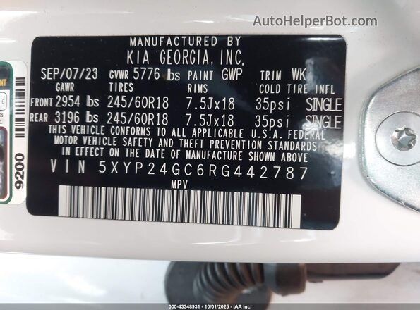 5XYP24GC6RG442787 2024 KIA TELLURIDE Белый Вид подкапотного пространства