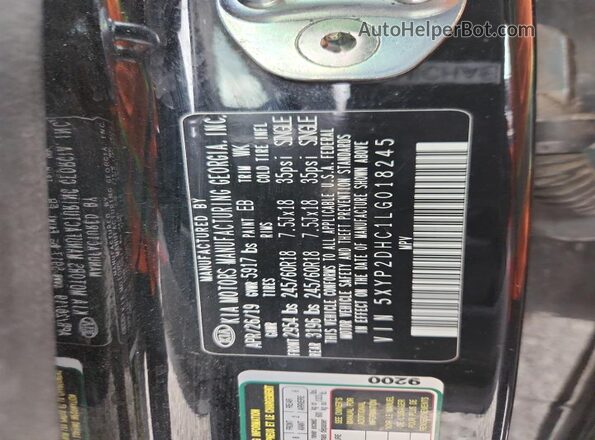 5XYP2DHC1LG018245 2020 KIA TELLURIDE Black 360 interior view