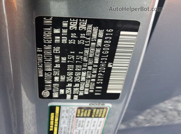 5XYP2DHC3LG008316 2020 KIA TELLURIDE Серый Вид подкапотного пространства