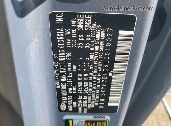 5XYP2DHC6LG010027 2020 KIA TELLURIDE Синий Вид подкапотного пространства