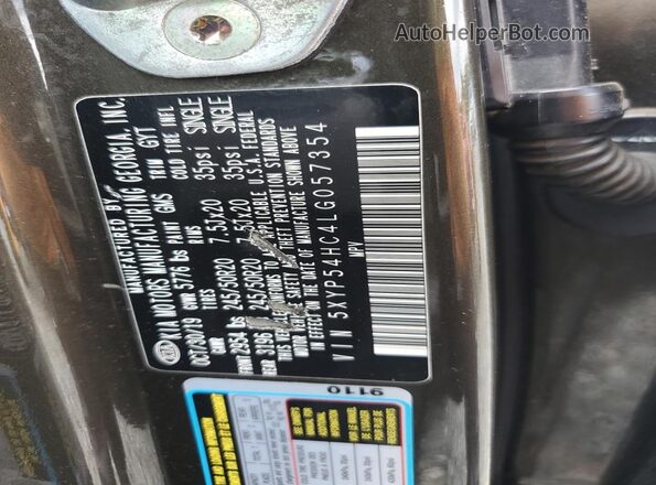 5XYP54HC4LG057354 2020 KIA TELLURIDE Brown Vista de la etiqueta del VIN