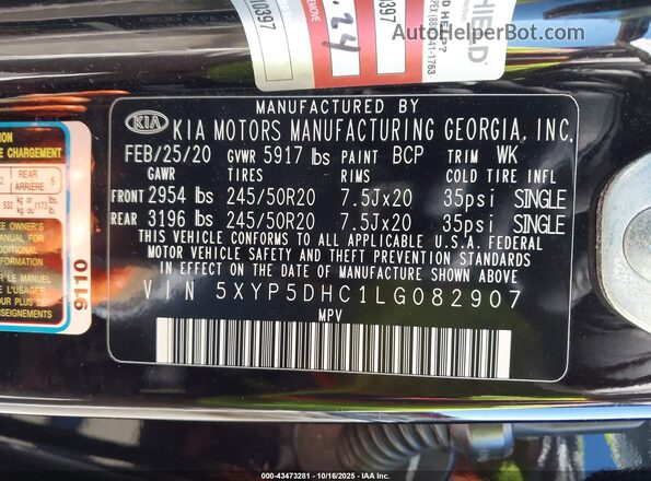 5XYP5DHC1LG082907 2020 KIA TELLURIDE Коричневый Вид подкапотного пространства
