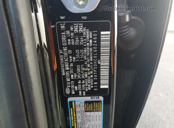 5XYP5DHC6LG024601 2020 KIA TELLURIDE Black 360 interior view