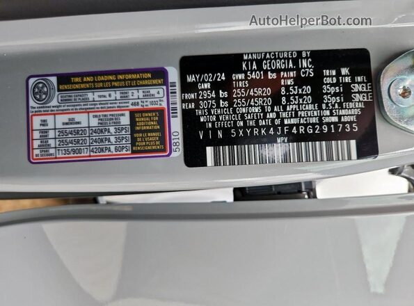 5XYRK4JF4RG291735 2024 KIA SORENTO Gray 