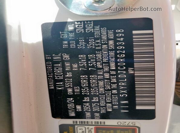 5XYRLDJC0RG293498 2024 KIA SORENTO Белый 