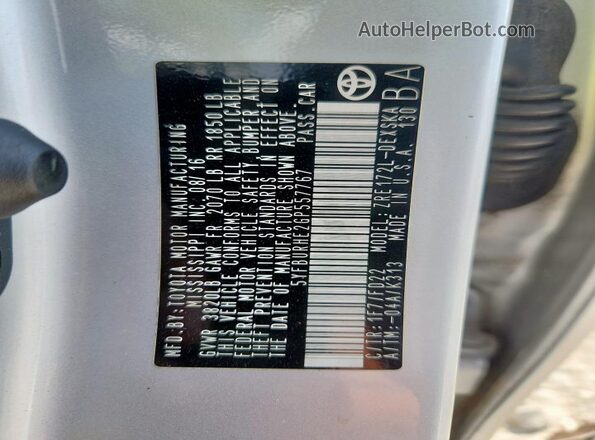 5YFBURHE2GP557767 2016 TOYOTA LL Silver VIN კოდის სტიკერის ხედი