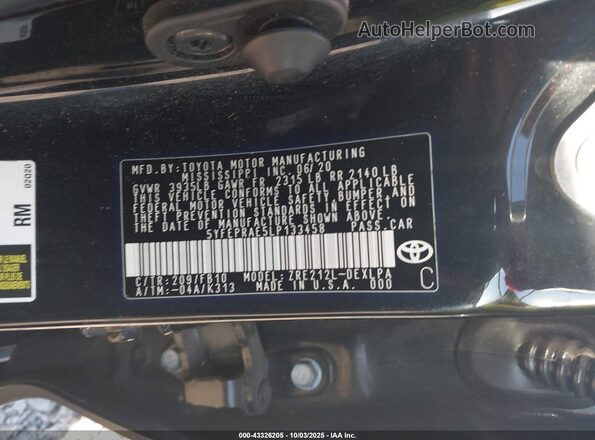5YFEPRAE5LP133458 2020 TOYOTA LL Black Вид підкапотного простору