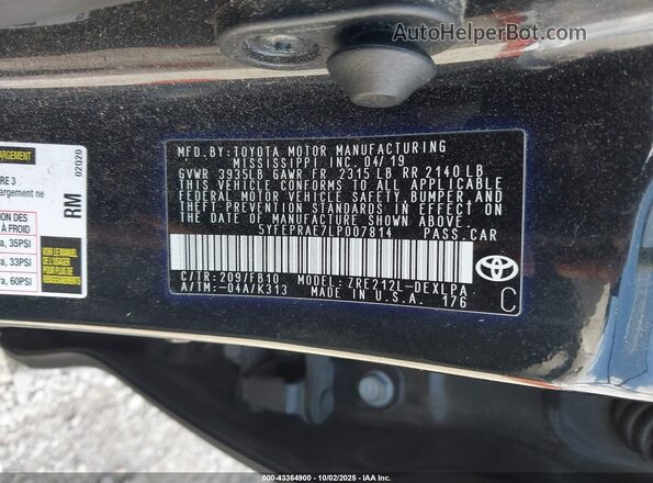 5YFEPRAE7LP007814 2020 TOYOTA LL Black Widok komory silnika