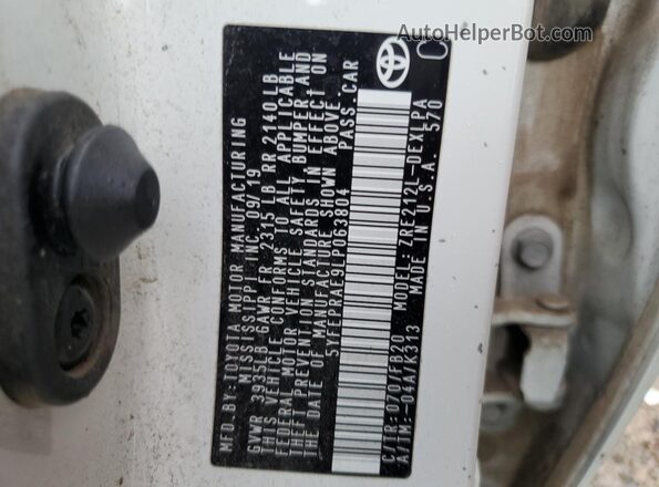 5YFEPRAE9LP063804 2020 TOYOTA LL White Շարժիչի բաժամունքի տեսք
