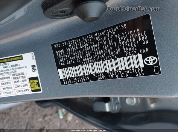 5YFEPRAE9LP113178 2020 TOYOTA LL Light Blue Вид підкапотного простору
