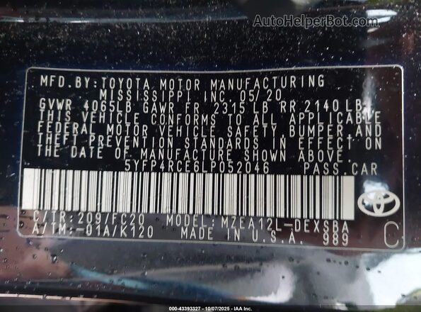 5YFP4RCE6LP052046 2020 TOYOTA LL Black Widok komory silnika